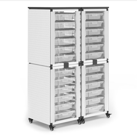 LUXOR Modular Classroom Storage Cabinet - 4 stacked modules with 24 small bins MBS-STR-22-24S